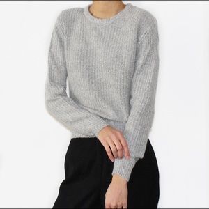 Vintage Silk Angora Blend Harbor Gray Knit Sweater